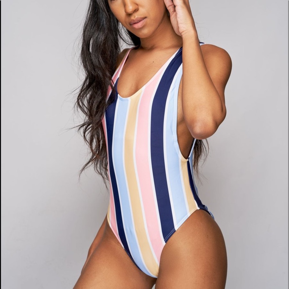 Good Vibes One Piece Striped Swimsuit